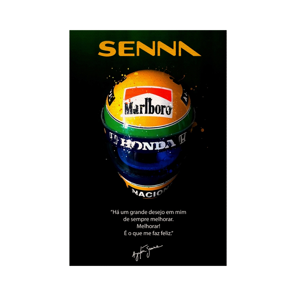 Quadro Decorativo Capacete Ayrton Senna Frase X Cm Tela Canvas