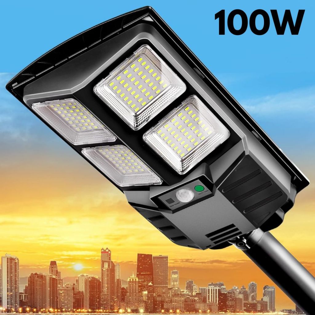 Holofote Solar 100W Refletor Poste Luminaria Potente À Prova D água