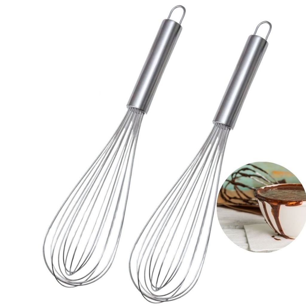 Kit 2 Fue Profissional Batedor de Ovos Fuê Fouet Inox 28 cm Gourmet