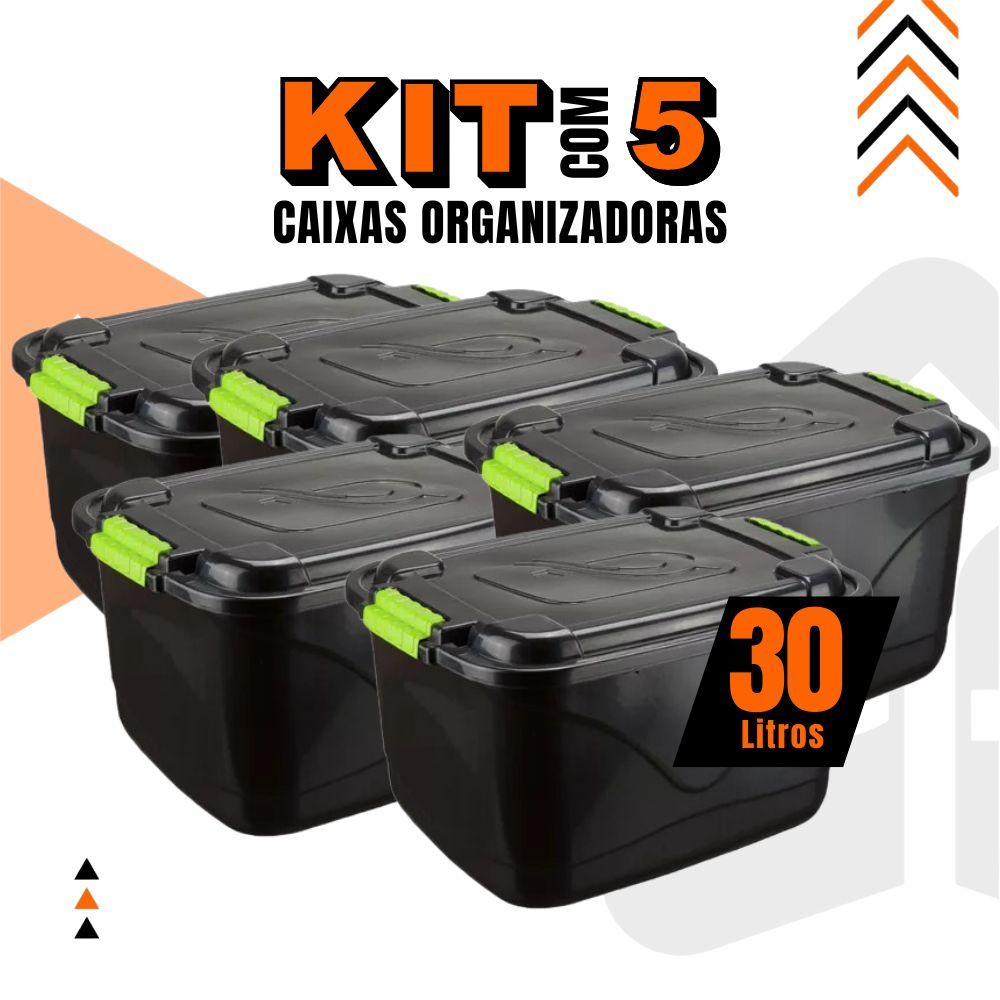 Kit Caixas Organizadoras L Grande C Tampa E Trava Organizador Para