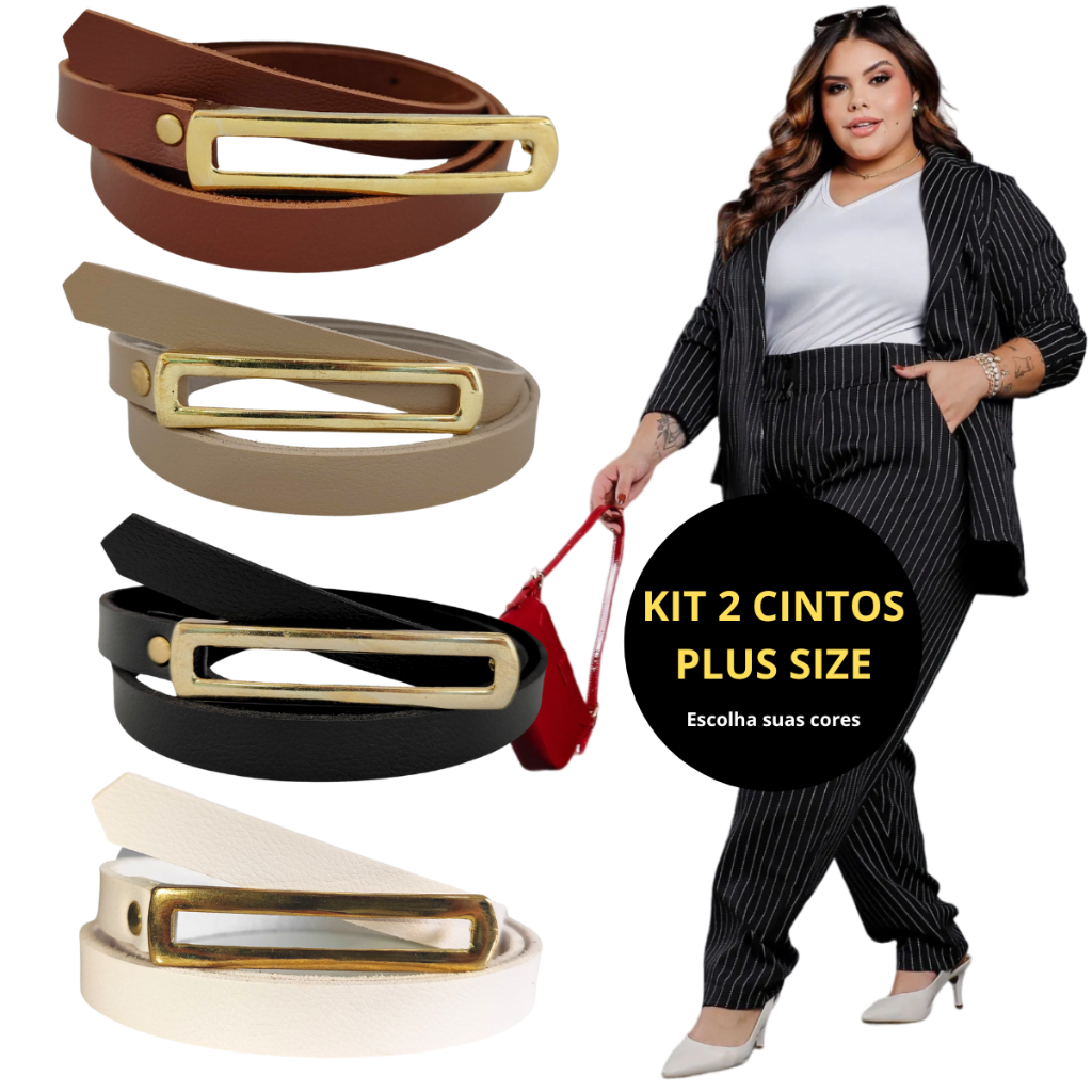 Plus Size Kit Cintos Plus Size Fivela Dourada Fino Fininho Shopee