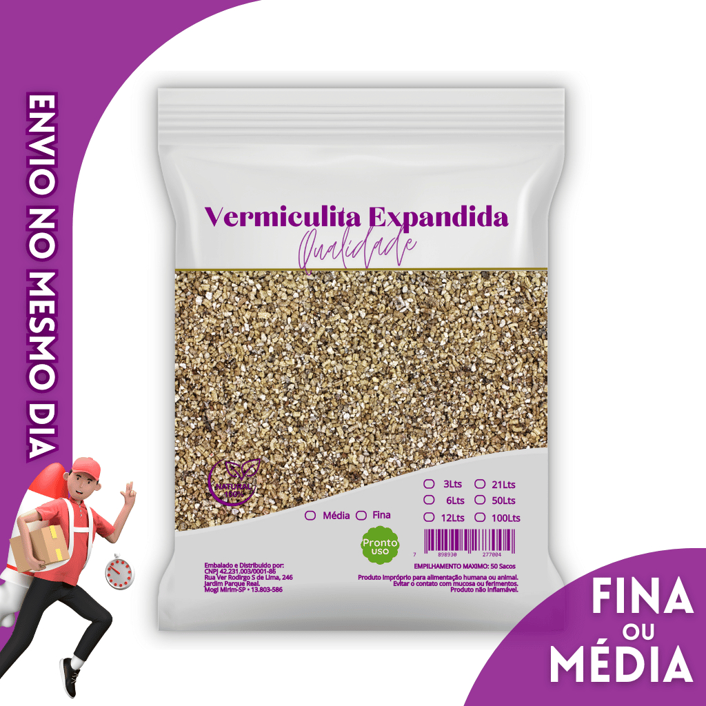 Vermiculita Fina E Media 100Lts Expandida Plantas Flores Jardim Indoor