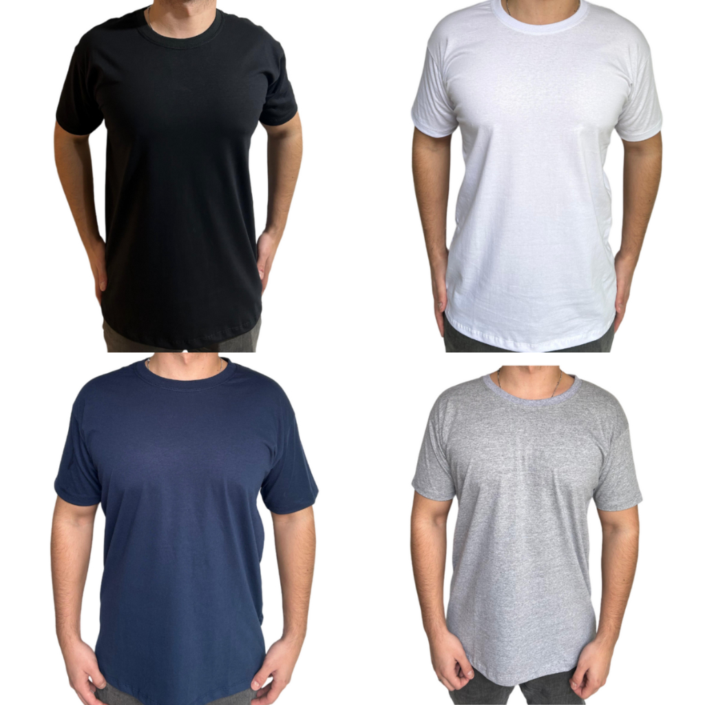 Kit 4 Camisetas Masculinas Lisa Básica 100 Algodão Fio 30 1 Camisetas