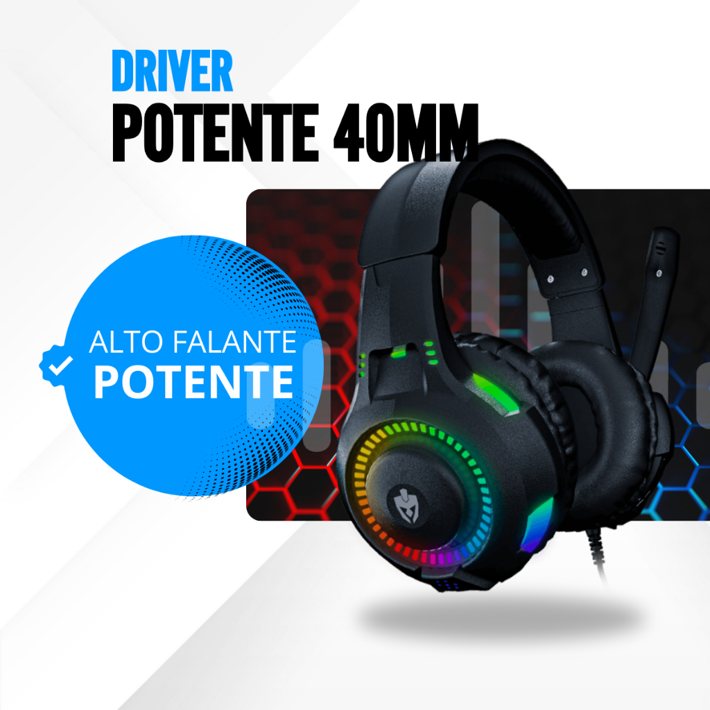 Fone Headset Gamer C Luz Led P Celular Jogar Free Fire Cor Preto Cor