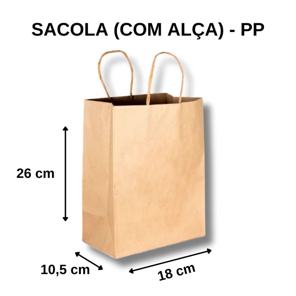 Sacolas Kraft De Papel Unidades Escolha O Tamanho Pp P M G Gg Xg