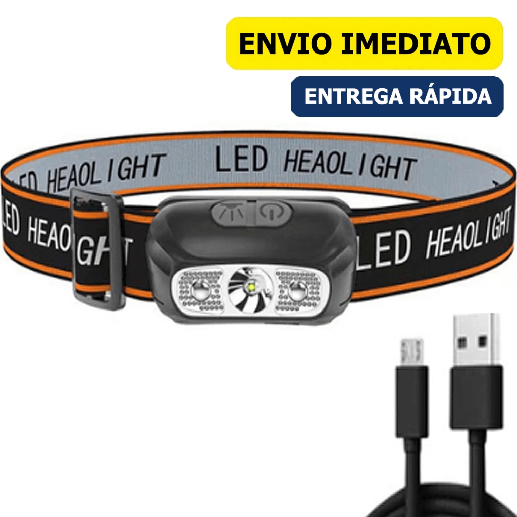 Lanterna Cabeça Recarregável USB À Prova D água Lanterna Ajustável Luz