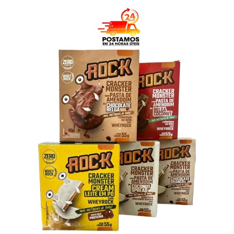 Kit Alfajor Cracker Fit C Whey Protein Rock Peanut Shopee Brasil