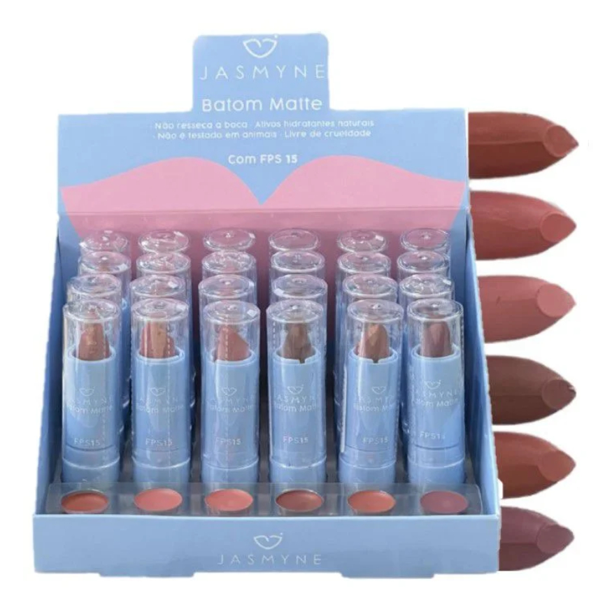 Jasmyne Batom Matte Hidratante Nude Filtro Solar FPS 15 Proteção