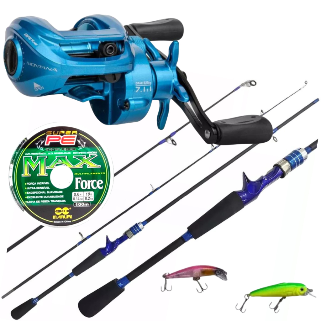 Kit Carretilha Montana Bait Vara Carbono 1 5 Linha Isca Shopee