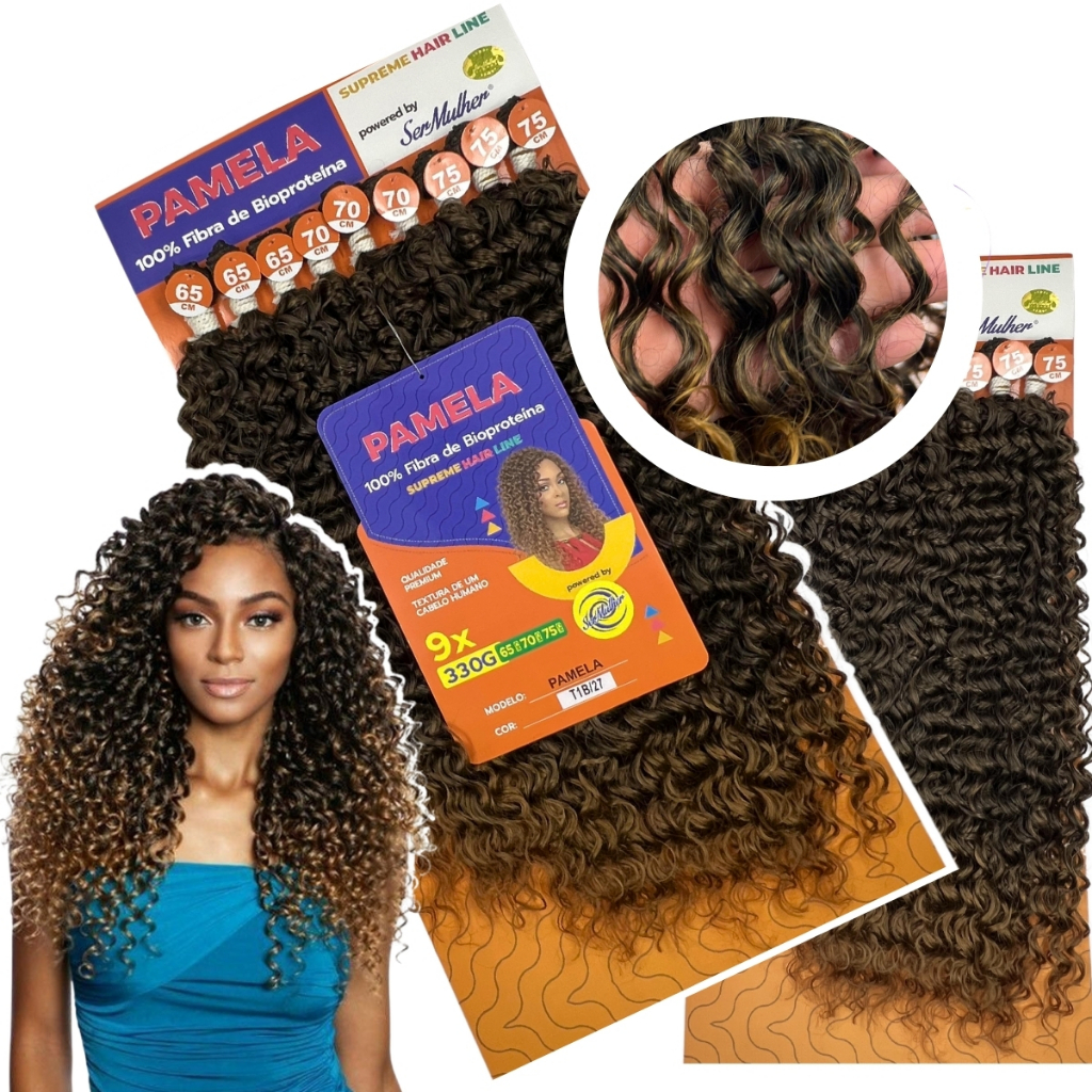 Cabelo Tela Cacheado Fibra Bio Proteína 75cm Pamela Ser Mulher Shopee