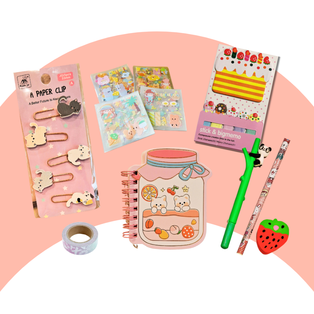 Kit Papelaria Kawaii Diversos Itens Criativos Fofos Planner Marca Texto