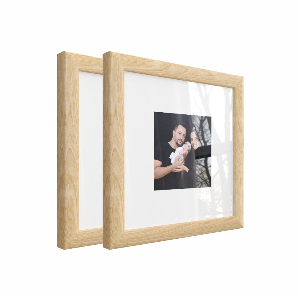 Kit 2 quadros decorativos moldura fotográfica 20x20cm moldura