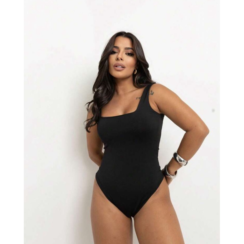 Body Bori Feminino Alças Grossa Bory Collant Regata Alça Decote