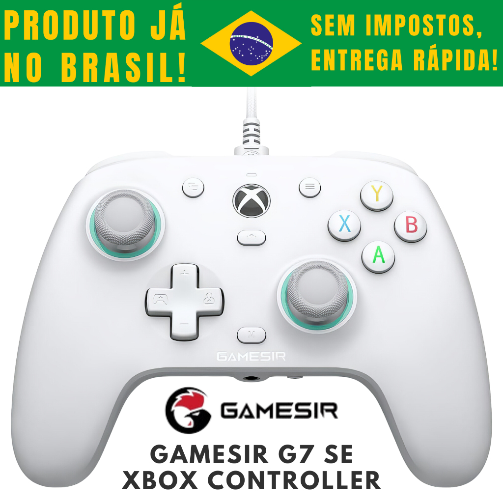 Controle Fio Gamesir G7 SE Xbox One X Xbox Series S PC Cor Branco