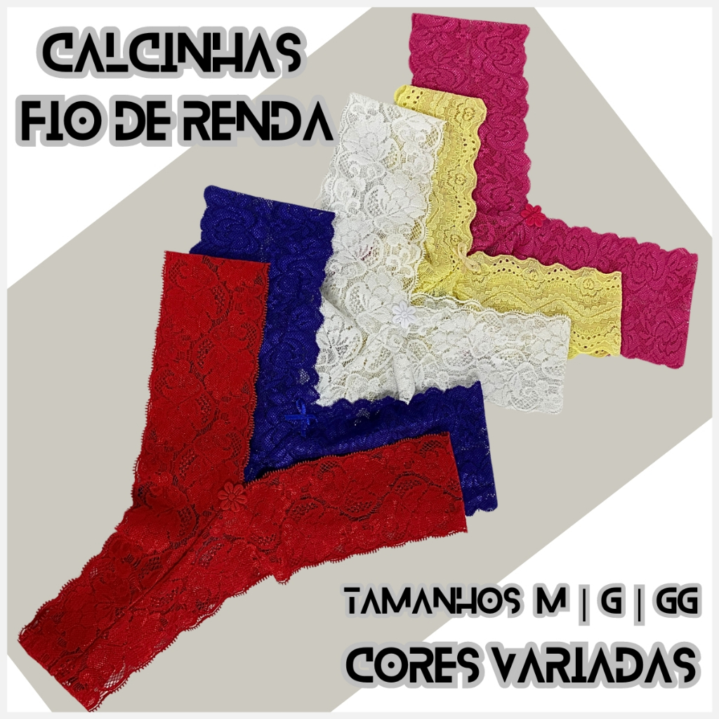 Kit Calcinha Fio De Renda Cintura Alta Lingerie Sexy Shopee Brasil