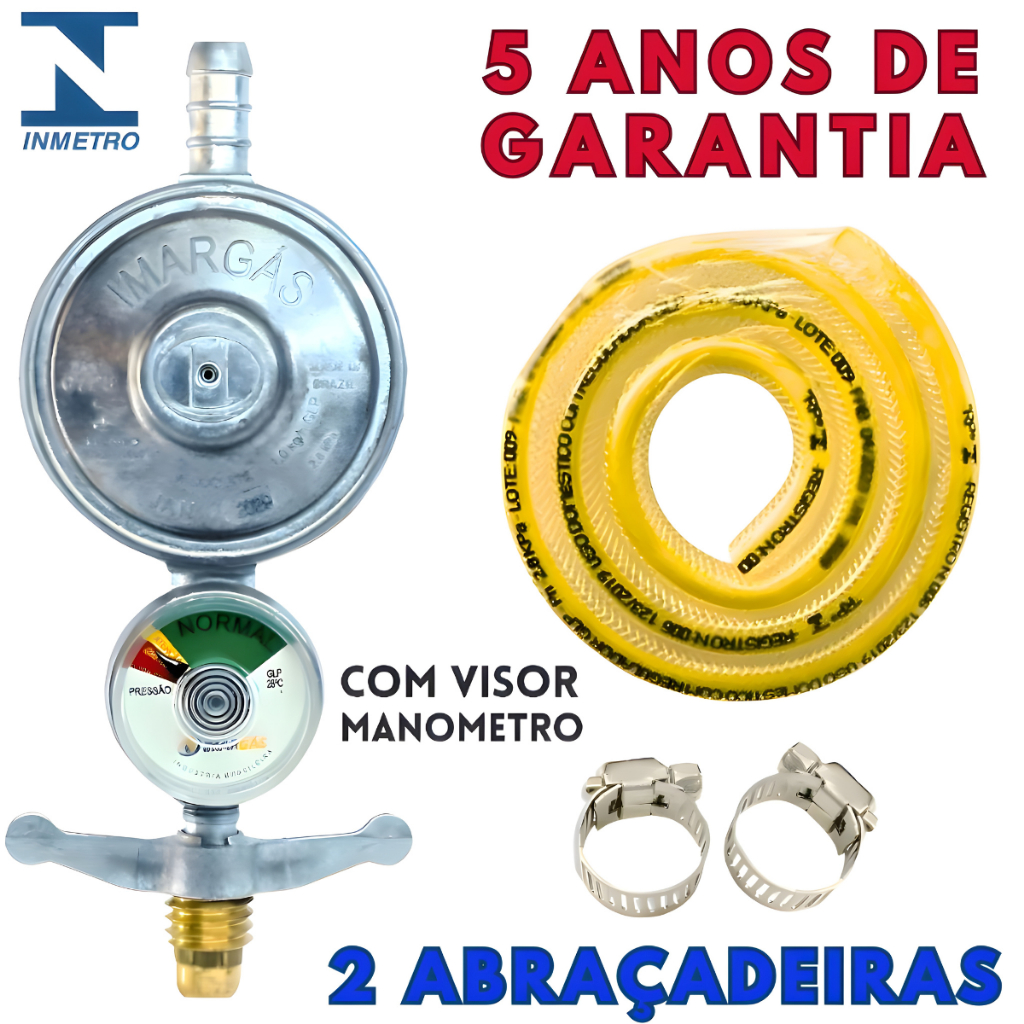 Registro Regulador De Gas Cozinha Visor Manometro Kg H