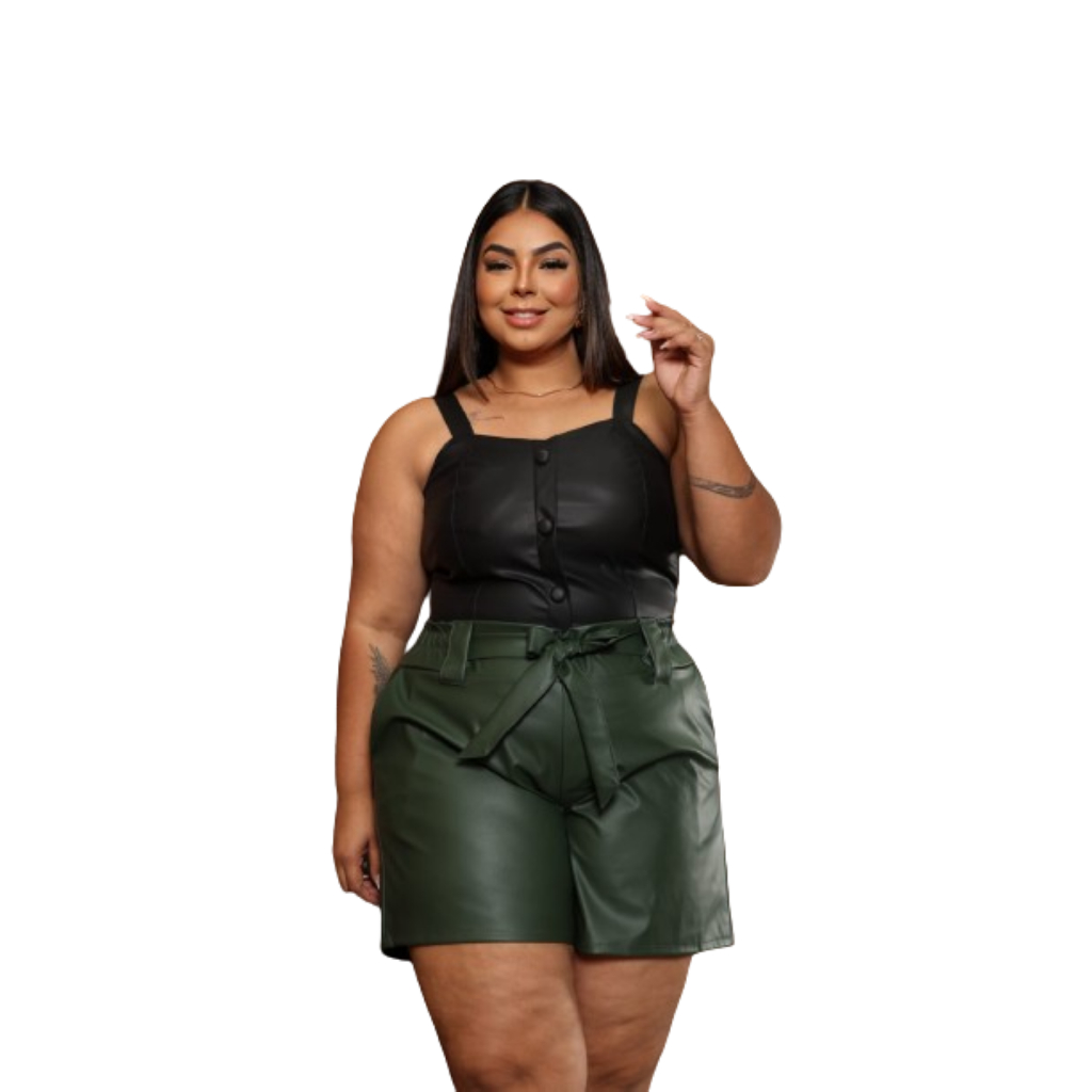 Short Courino Feminino Plus Size G G G La O Modinha Melhor Pre O