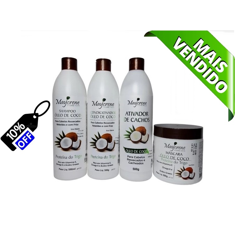 Kit Cachos Nutri O Completa Maycrene Shamp Cond Masc Ativador Cachos