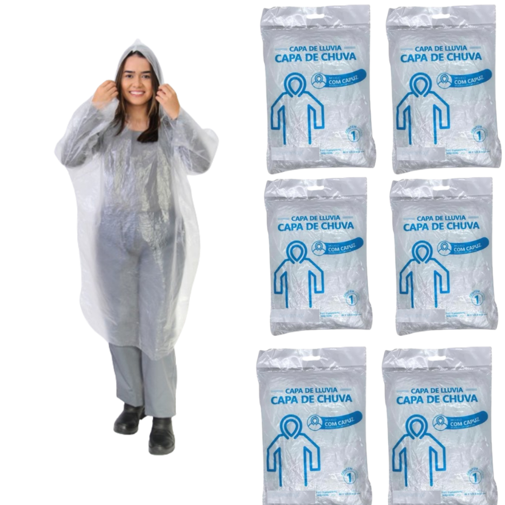 10 Capas de Chuva Descartável Transparente Unisex Shopee Brasil