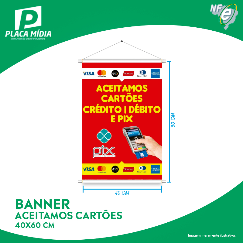 Banner Aceitamos Cartões Para Loja Comércio Promoção 35x50cm Shopee