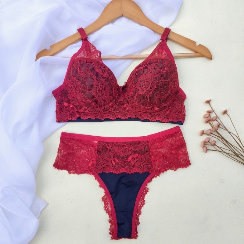 Conjunto Lingerie Rendado Conjunto de Sutiã e Calcinha Moda Íntima