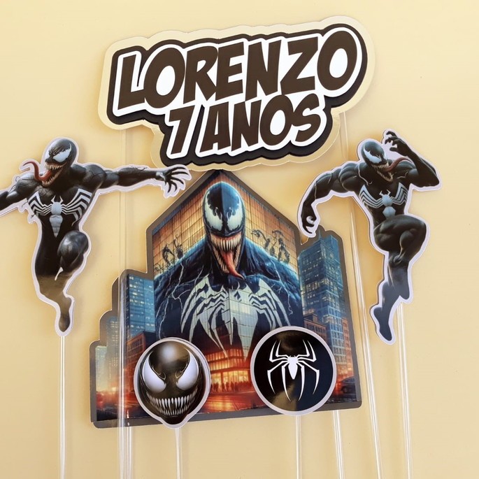 Topo De Bolo Venom Personalizado Nome E Idade Shopee Brasil