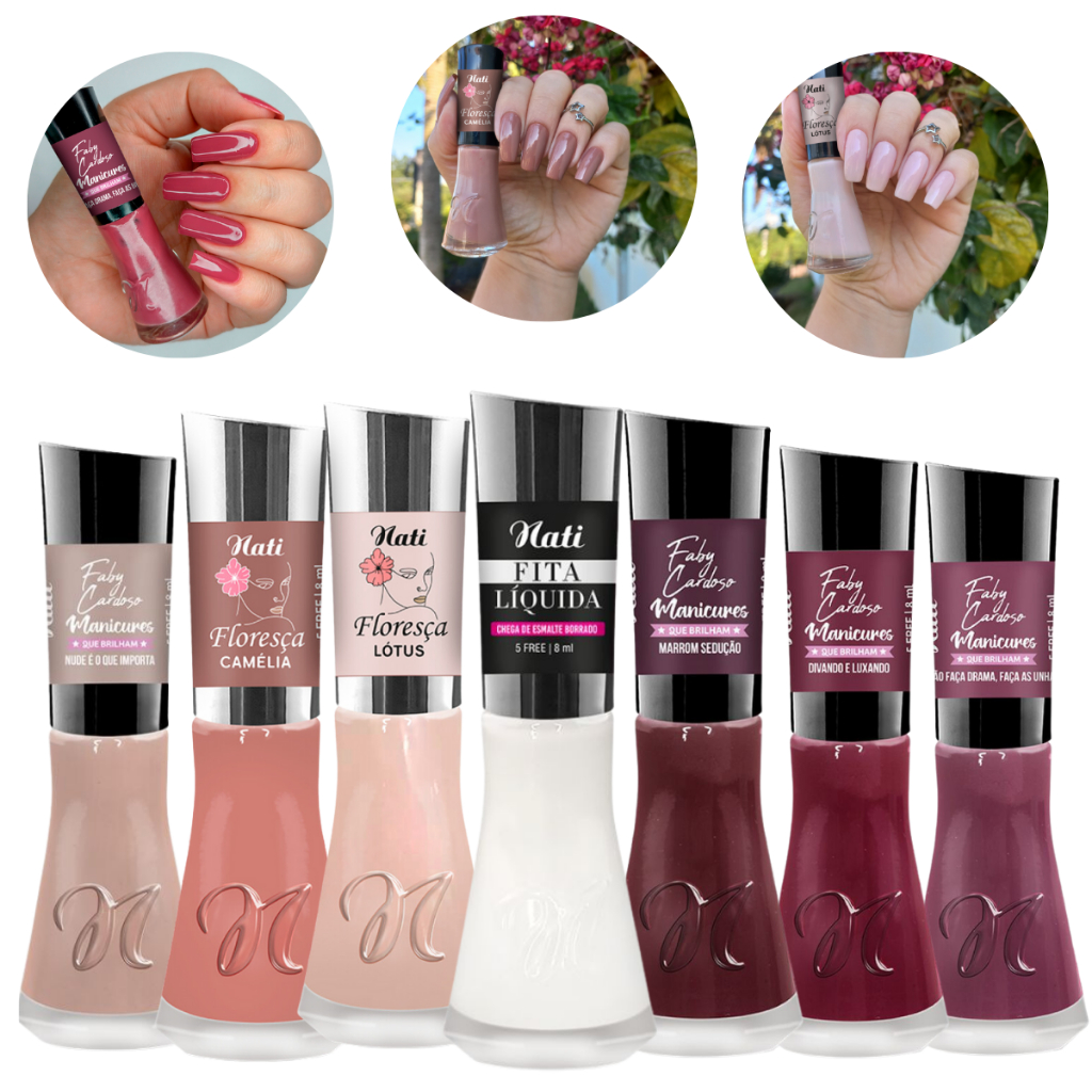 Kit De Esmaltes Nati C Fita Liquida Tendencias Inverno Marrom Nude