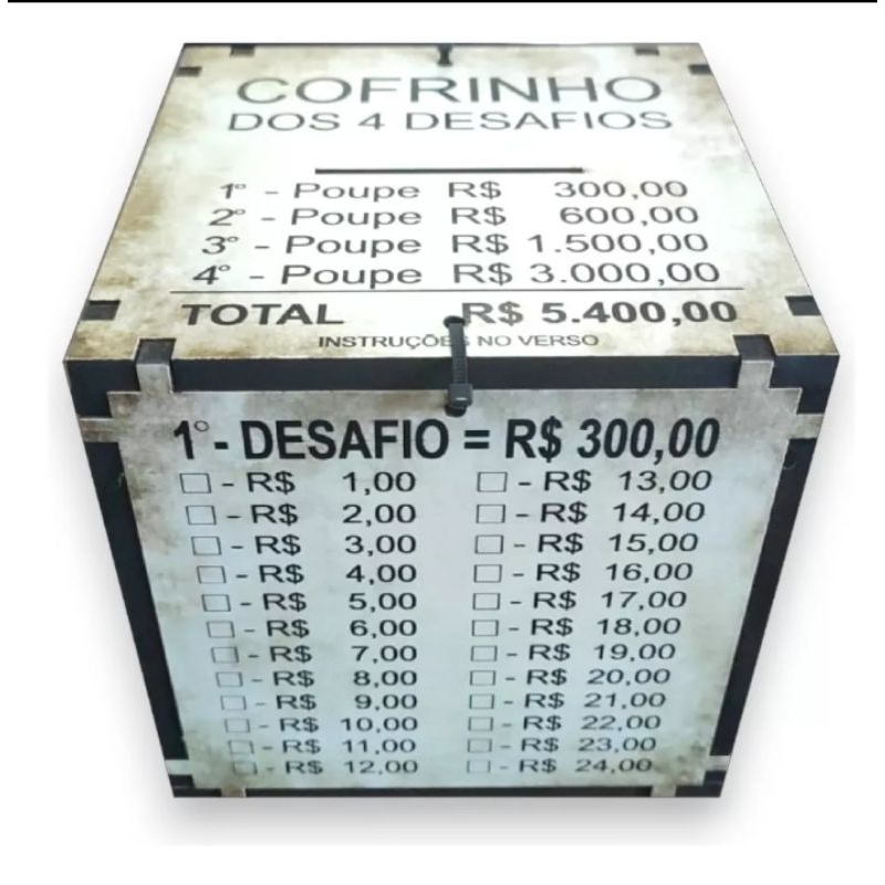 Cofre Cofrinho Desafio De Semanas Para Guardar Dinheiro Poupar