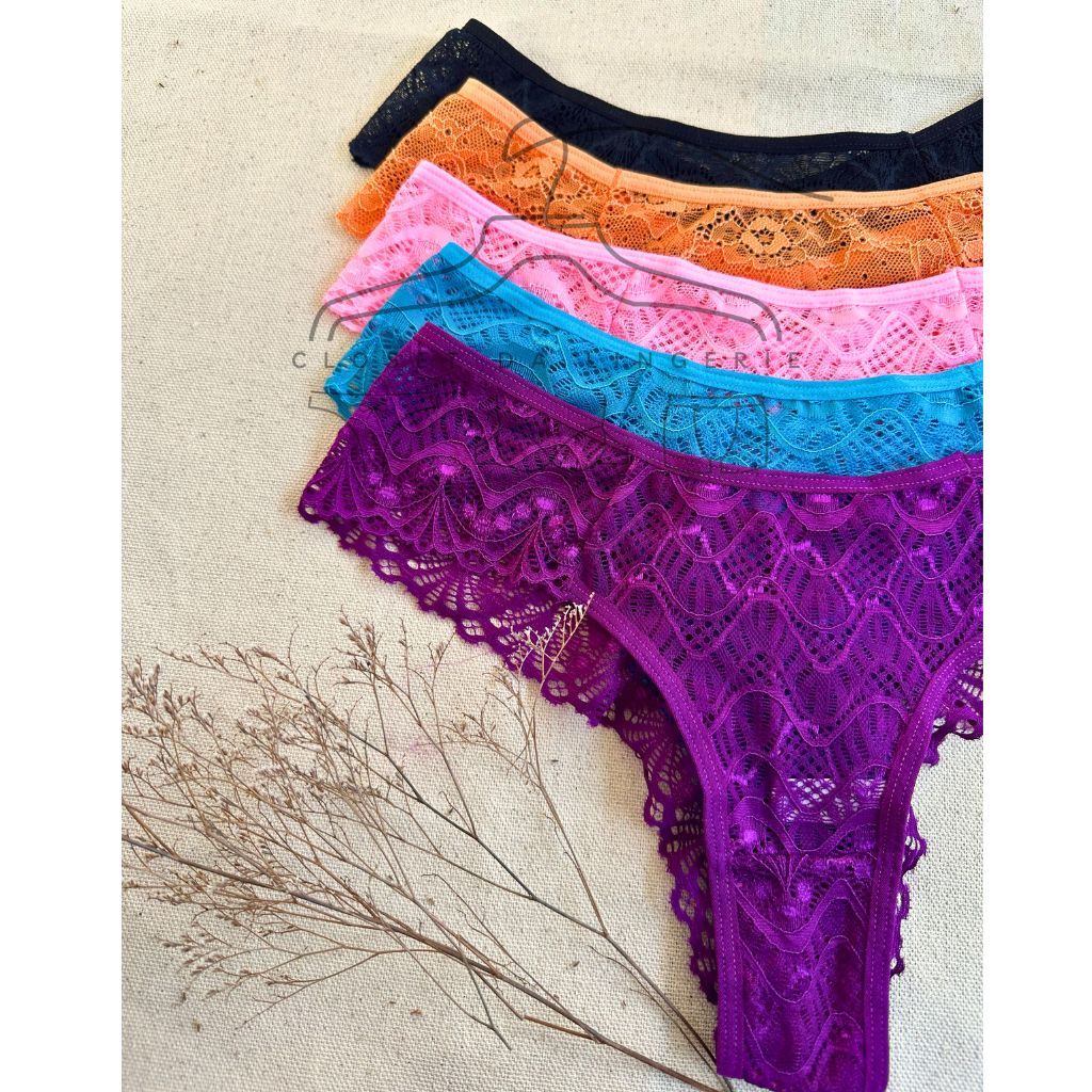 Kit Calcinhas Em Renda Poliamida Conforto Fio Dental Sensual Lingerie