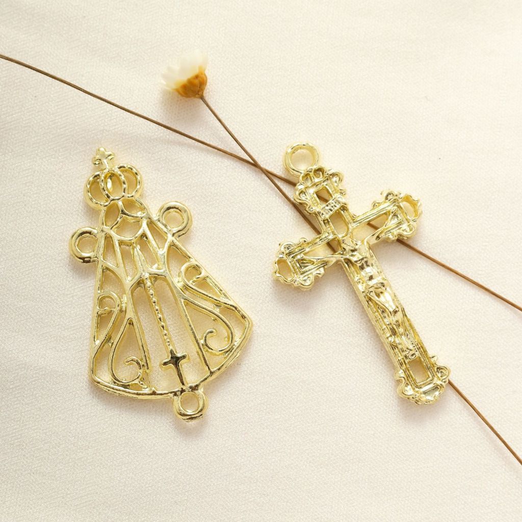 Crucifixos Entremeios Nossa Senhora Aparecida Ouro Velho Prata E