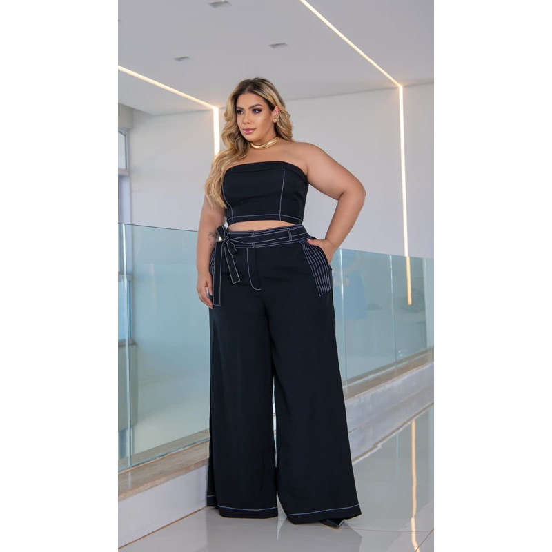 Conjunto Plus Size Modinha Tamanho Grande Alfaiataria Social Elegante