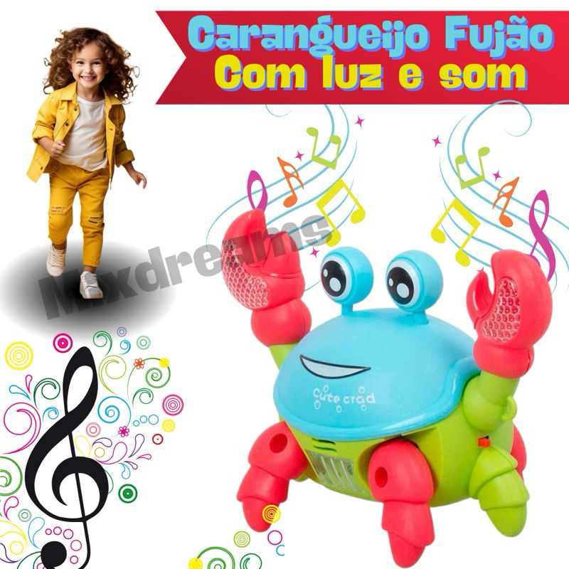 Brinquedo Caranguejo Fuj O Musical Som Luz E Movimento Infantil Para