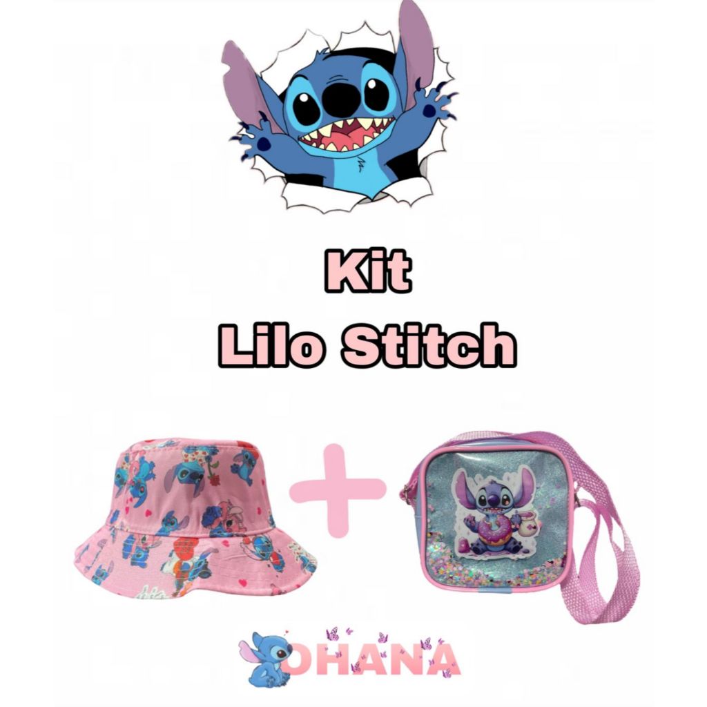 Kit De Praia Infantil Chap U E Bolsinha Personagem Lilo E Stitch Kit