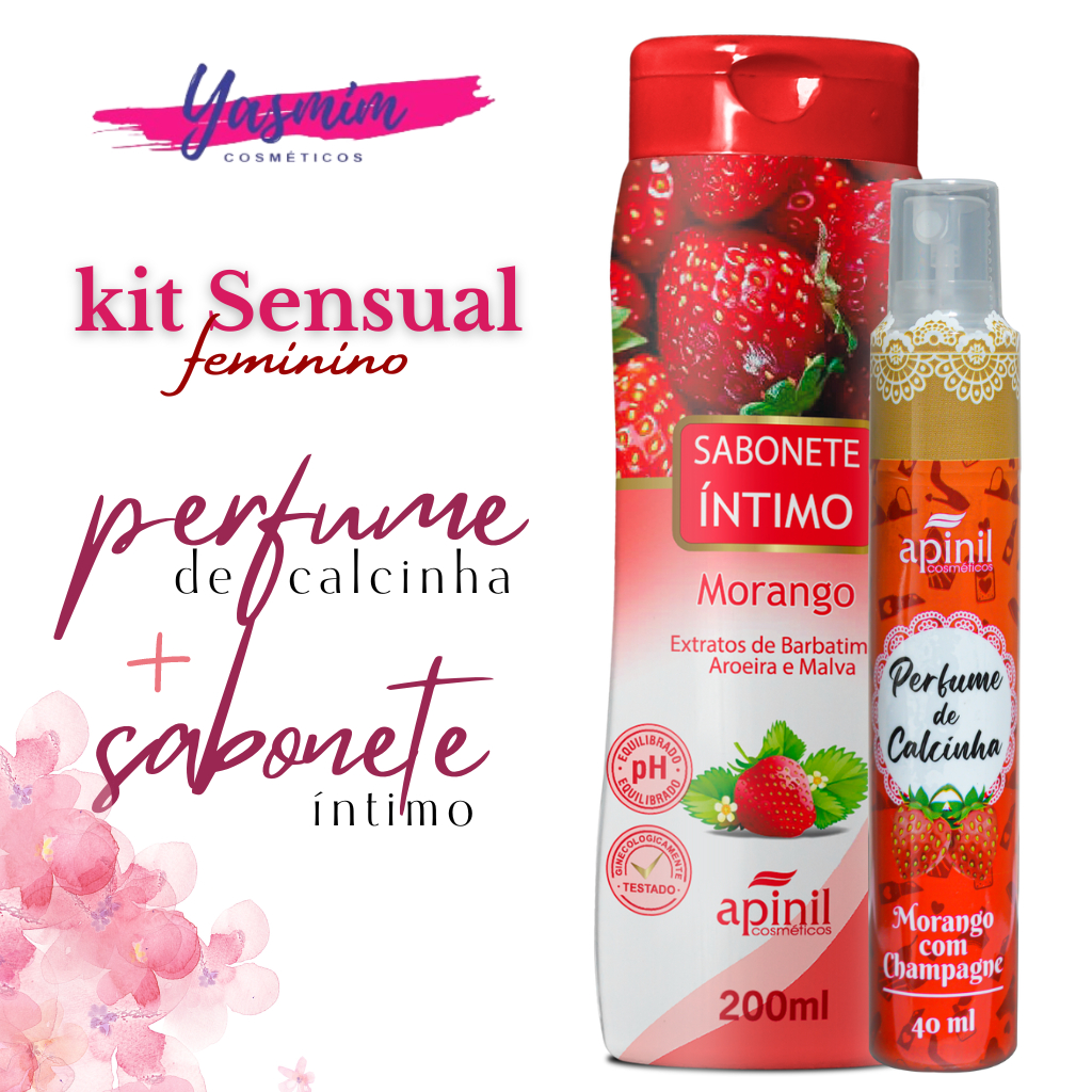 Kit Sensual Sabonete Intimo Morango Perfume De Calcinha Morango