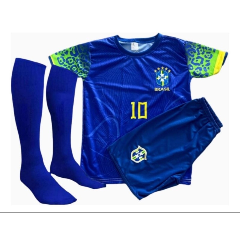 Kit Conjunto Infantil Bordados Seleção Brasileira Brasil camisa shorts