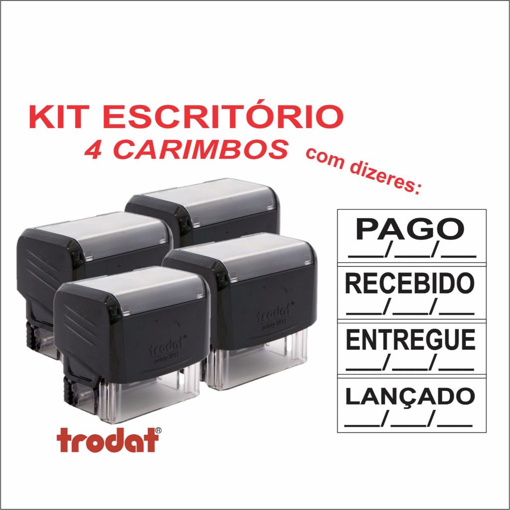 Kit Escritótio 4 CARIMBOS TRODAT Personalizados 38x14mm Shopee Brasil