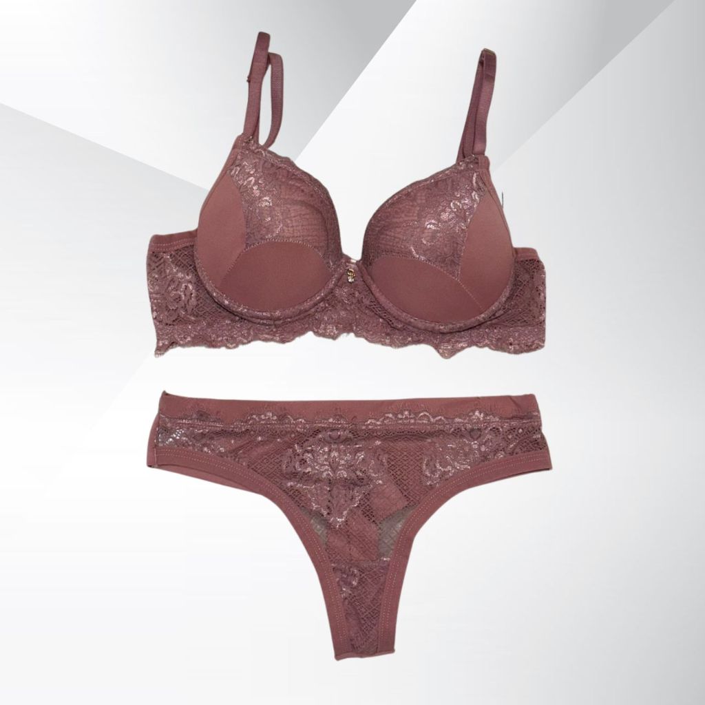 Conjunto de lingerie sexy calcinha fio e sutiã bojo Shopee Brasil