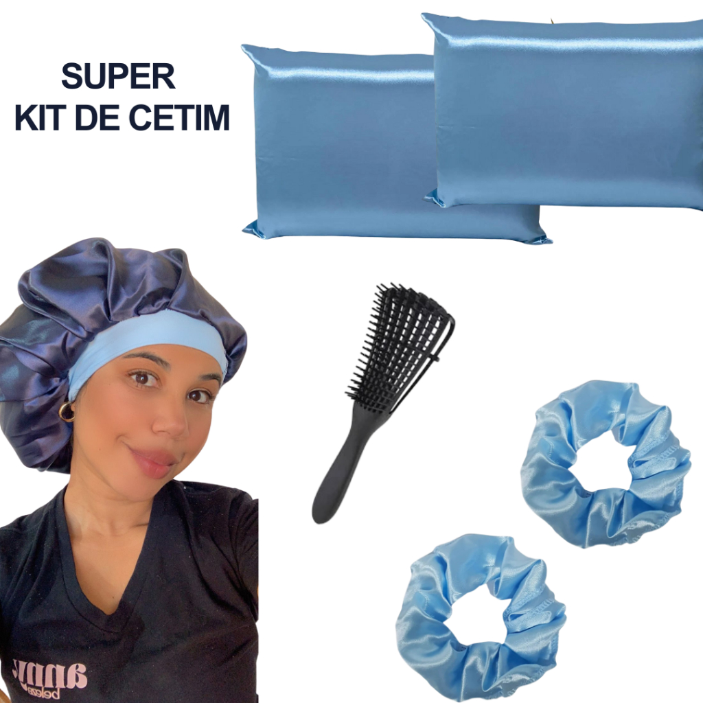 Kit Touca De Cetim Faixa Antifrizz Toca De Cetim Seda Fronha De