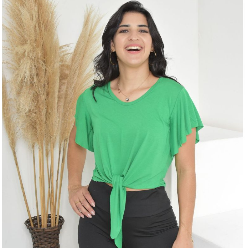 Blusa De N Manga Flare Em Viscolycra De Amarrar Na Frente Shopee Brasil