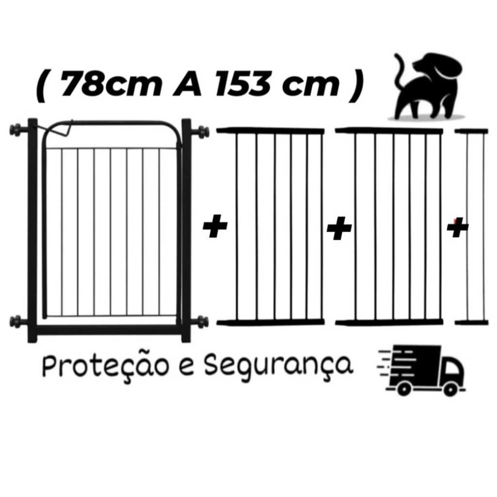 Portão Pet Grade Para Cachorro 78cm A 153cm Extensores Cerquinha