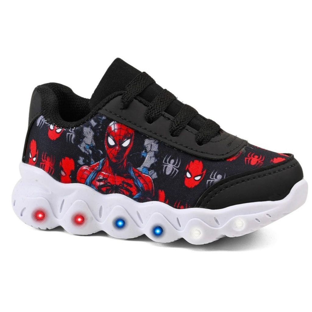 T Nis Infantil Bebe Baby Menino Masculino Led Spider Luzinha Personagem