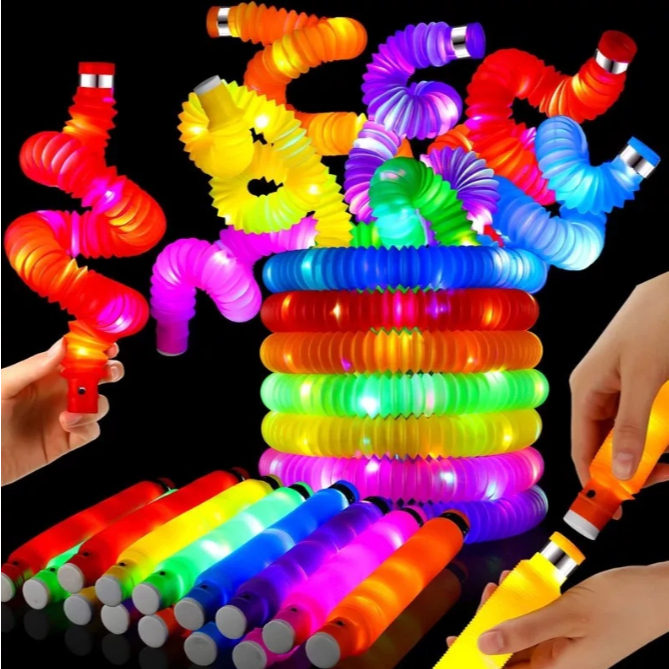 Kit 6 3 1 Pop Tube Grande Brinquedo LED Tubo Sensorial Luminoso