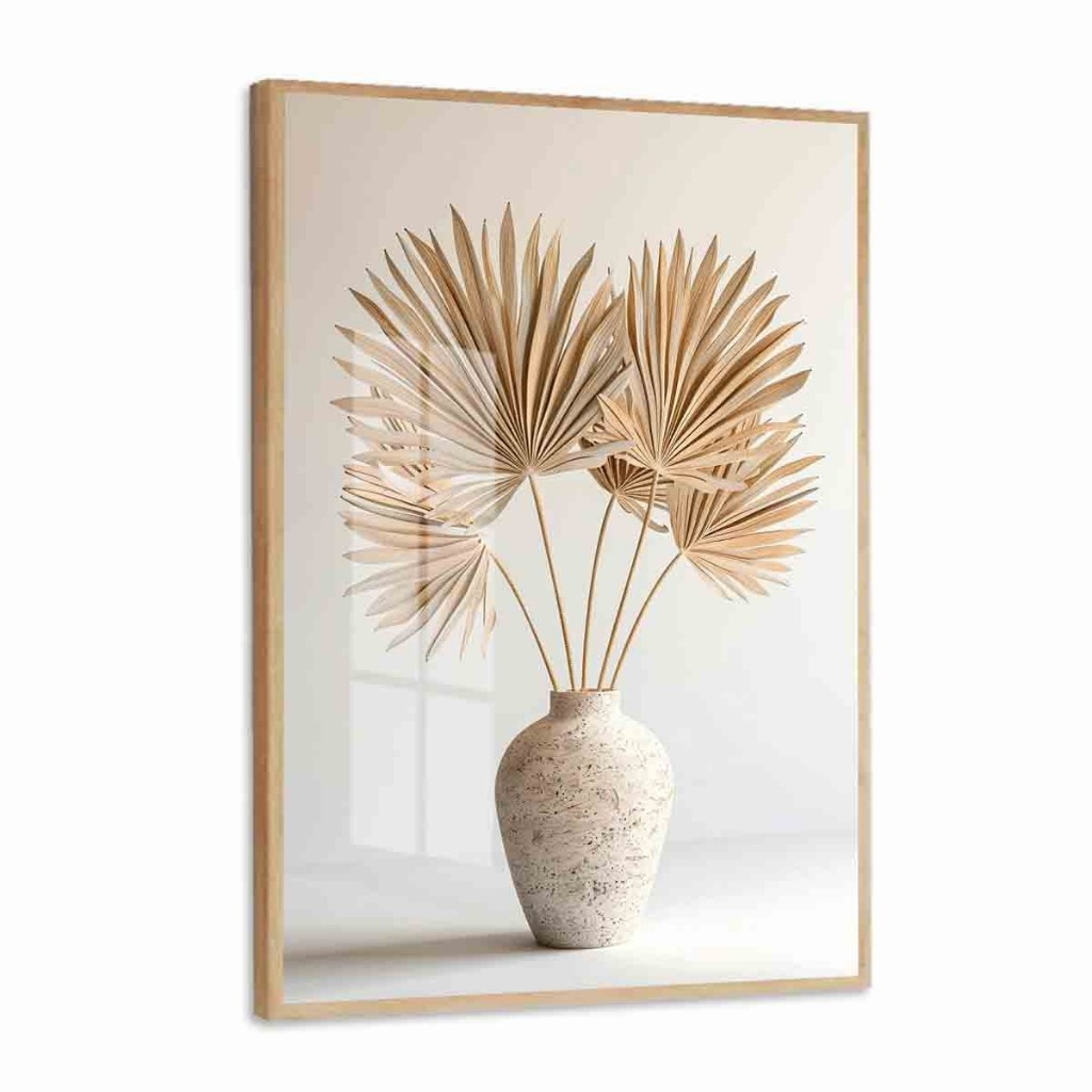 Quadro Decorativo Flores Boho Nude Moldura E Vidro Sala Quarto