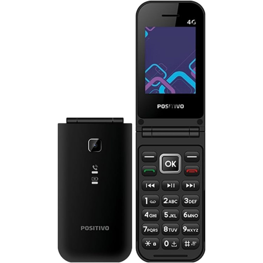 Celular Tecla para Idosos P51 Flip Função Modem 4G Tela 2 4 LCD