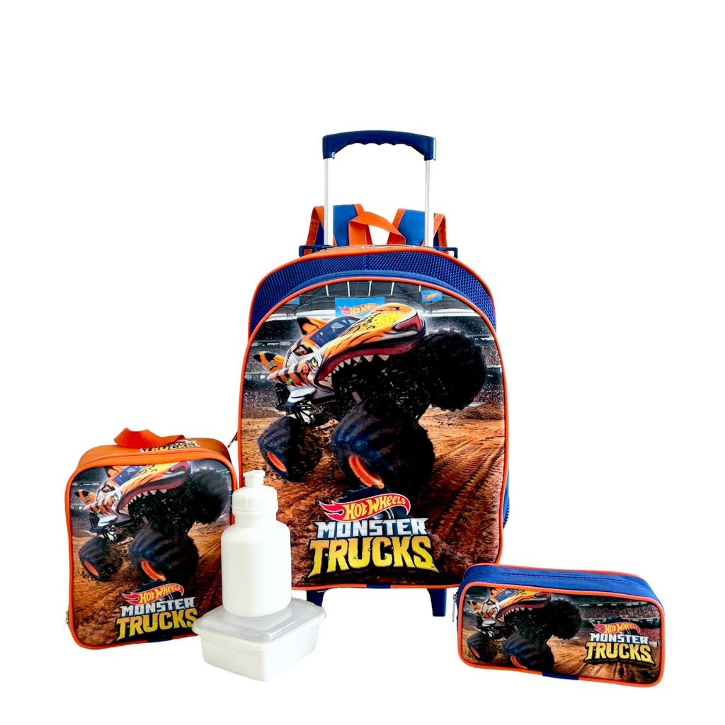 Kit Mochila Escolar Hot Wheels Monster Truck Rodinhas G F5 Shopee Brasil