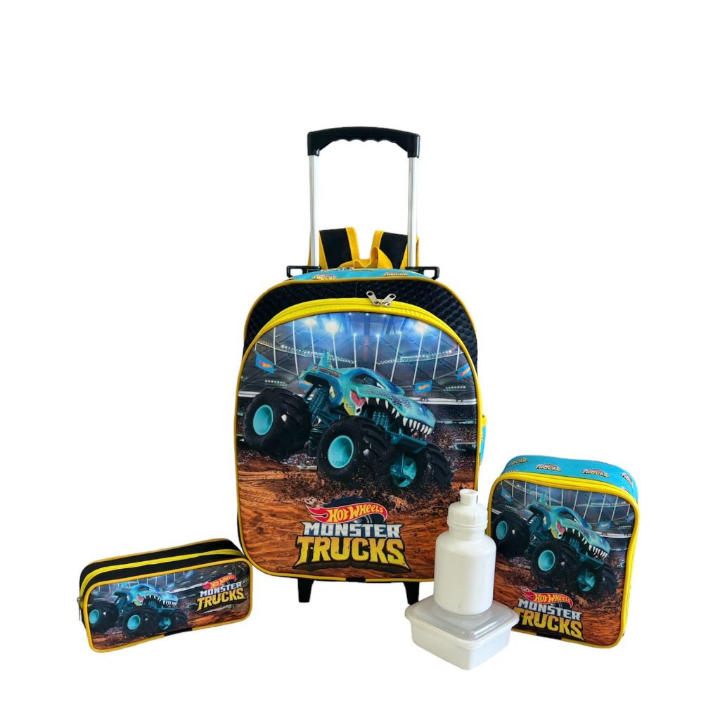 Kit Mochila Hot Wheels Monster Truck Mega Wrex Rodinhas G F Shopee