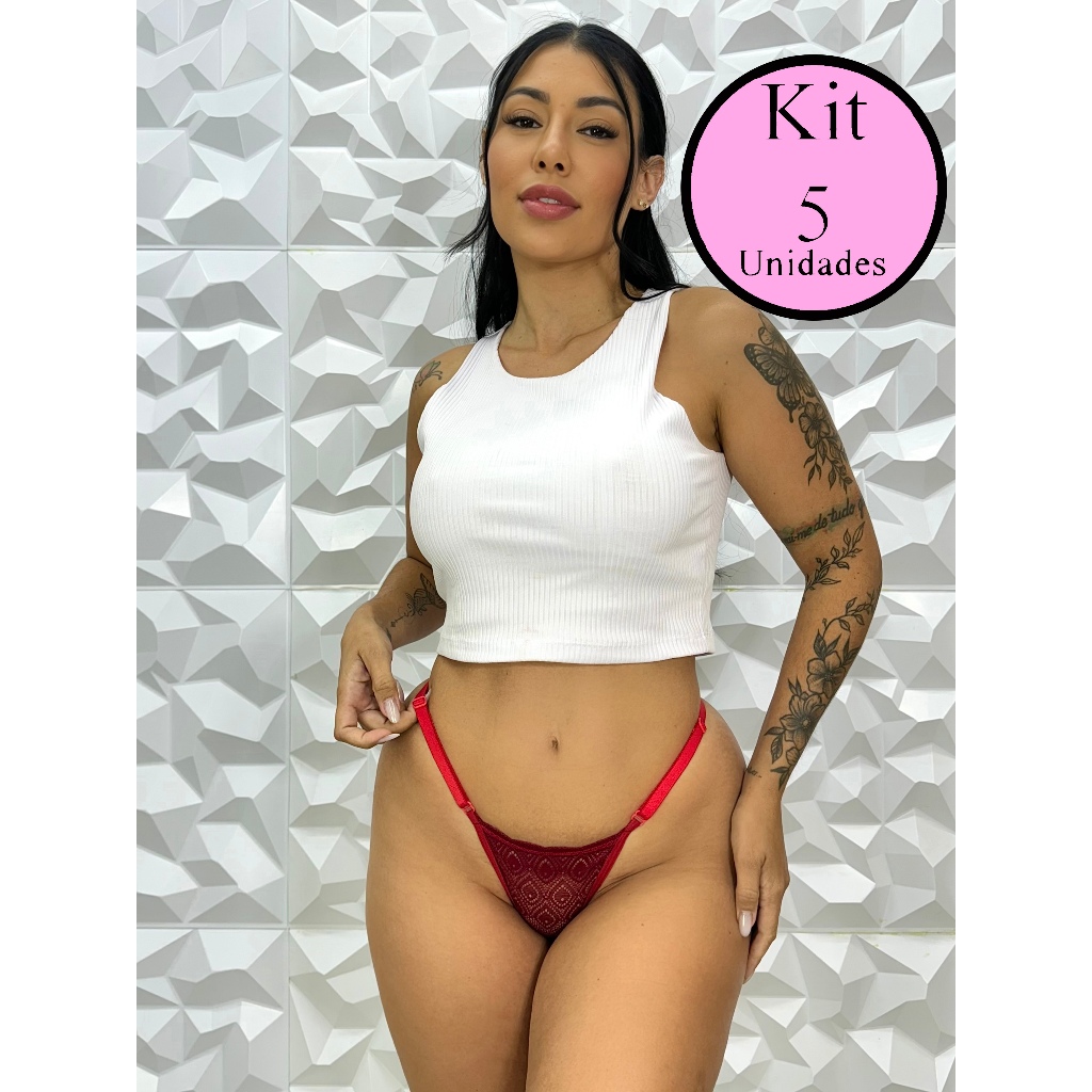 Kit C Unidades De Calcinha Fio Dental Regulagem Lingerie Sexy