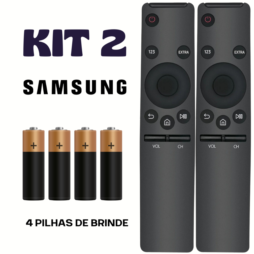 Kit Controle Remoto Compat Vel Tv Samsung Smart K Led Pilhas