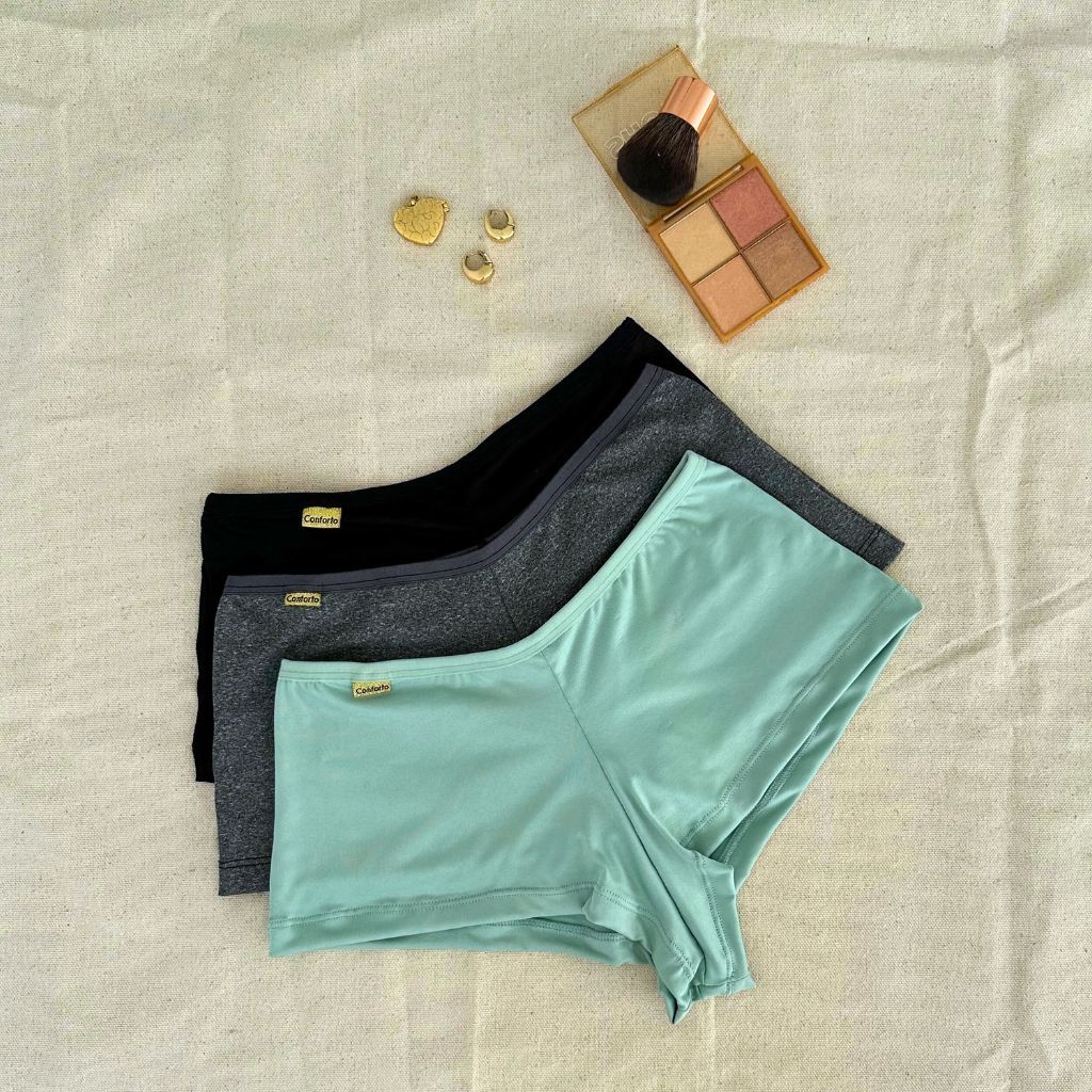 Kit Calcinha Shortinho Cueca Boxer Feminina Conforto Lingerie Moda