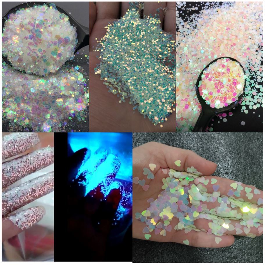 Glitter Lantejoulas Luminosas Fosforescente Neon Brilha No Escuro Papel